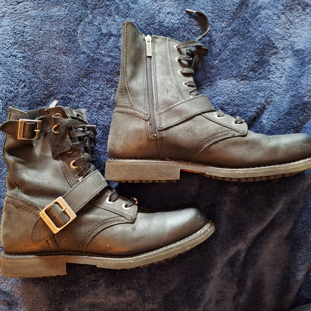 Harley-Davidson Black Leather Combat Boots